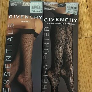 Givenchy Black Fishnet and Floral Lace Trousers 2 pairs
